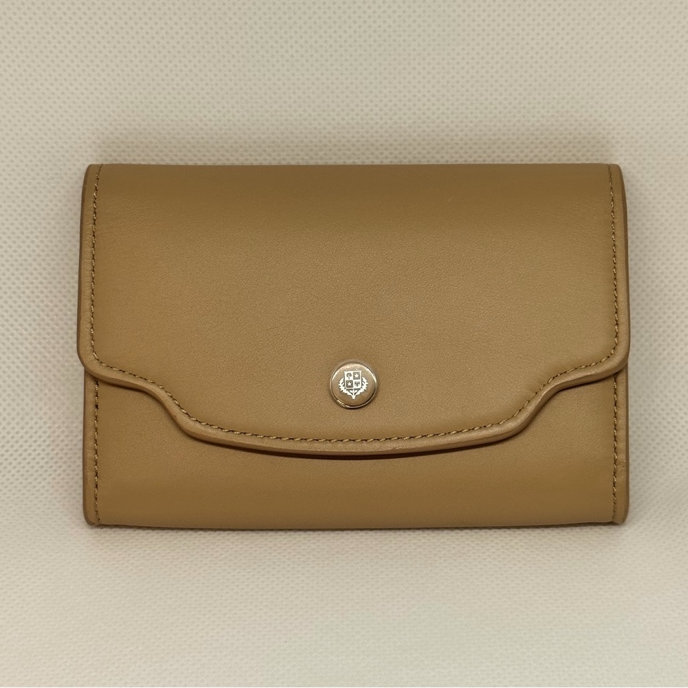 New LORO PIANA Wallet Coin Card Holder Beige Smooth Calf